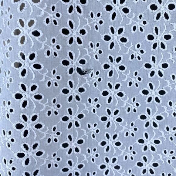 Tory Burch Ivory Eyelet Patchwork Button Down 3/4 Sleeve Shirt - Picture 9 of 12